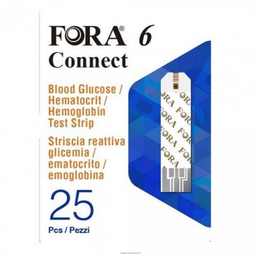 STRISCIA REATTIVA PER LA GLICEMIA FORA 6 CONNECT MULTIFUNZIONALE 3 IN 1 IN BOX DA 25 PEZZI