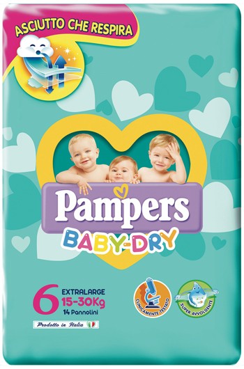 PAMPERS BABY DRY DWCT XL 14 PEZZI
