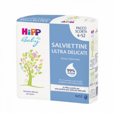 HIPP SALVIETTINE ULTRA DELICATE 99% ACQUA MULTIPACK 4 X 52 PEZZI