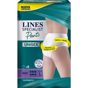 LINES SPECIALIST PANTS MAXI L X 8 PANNOLONE MUTANDINA INDOSSABILE COME NORMALE BIANCHERIA TIPO PULL-ON